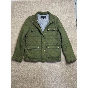 J Crew Jacket Womens Medium Green Downtown Field Military Down Quilted Snap
